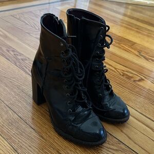 Black Lace-Up Ankle Boots